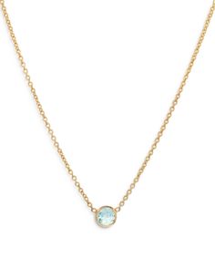 Zoe Lev 14K Yellow Gold Aquamarine Birthstone Solitaire Pendant Necklace, 16-18 Aquamarine Birthstone, Solitaire Pendant Necklace, 14k Gold Necklace, Solitaire Pendant, Aquamarine, Birthstone, Diamond Necklace, Jewelry Accessories, Gold Necklace