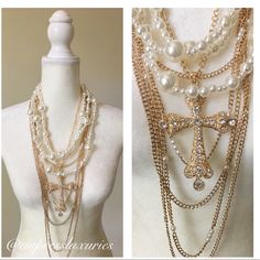 Love The Layered Look! One Piece! Leave A Comment Below! Pearl Cross Necklace, Custom Necklaces, Custom Necklace, Layered Look, Womens Jewelry Necklace, Cross Necklace, Silver Gold, Dior, Jewelry Necklaces