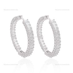 Complete your look for a glamorous evening in this gorgeous White Gold Earrings studded with Diamond. This will go well with all of your dresses and are attention seeking. ✧✧Welcome To Our Shop Spectrum Jewels India✧✧ ""Natural Brilliant Cut Diamond Earrings For Women, 18k White Gold Wedding Jewelry For Bride, Hoop Earrings For Engagement Gift"" ★PRODUCT SPECIFICATION★ * ITEM CODE - SEE-1497D * METAL - 18k White Gold * 18k White Gold Weight : 7.99 gm  * GROSS WEIGHT - 9.41 gm Approx * EARRING LE Luxury Wedding Hoop Earrings, Cubic Zirconia Hoop Earrings For Wedding, White Hoop Earrings With Halo For Wedding, Formal White Halo Hoop Earrings, White Halo Hoop Earrings For Formal Occasions, Diamond White Halo Hoop Earrings For Wedding, Wedding Hoop Earrings With Diamond Cut, Baguette Cut Cubic Zirconia Hoop Earrings For Wedding, Wedding Hoop Earrings In Diamond White With Halo