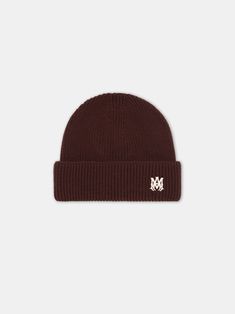 House signature graphics illustrate accessories for Autumn-Winter 2024. The MA Beanie is crafted from knit merino wool and features MA enamel hardware at cuff. AUTUMN-WINTER 2024 COLLECTION MADE IN ITALY 100% EXTRAFINE MERINO WOOL Luxury Cashmere Beanie, Brown Beanie, Winter 2024, 2024 Collection, Merino Wool, Autumn Winter, Dark Brown, Best Gifts, Fall Winter