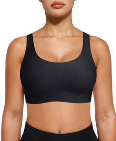 PRICES MAY VARY. Perfect for Rest: Designed for those seeking a supportive-free option, this bra wraps comfortably around your bust with no spillage, offering an undisturbed fit for ultimate relaxation. Whether for lounging or sleep, it’s the perfect blend of ease and elegance. Effortless Stretch: Thanks to advanced bonding technology, this bra stretches up to 1.5 times its length without losing shape, making it easy to put on and take off. Its adaptability ensures a snug, gentle fit, perfect fo Black Scoop Neck Sports Bra With Removable Pads, Black Sports Bra With Removable Pads And Scoop Neck, Supportive Solid Tops With Removable Bra Pads, Sleep Bra, Comfort Design, Everyday Bra, Seamless Bra, T Shirt Bra, Underwire Bra