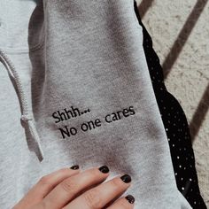 Shh No One Cares Unisex Hoodie, Hoodie With Quote, Funny Hoodie, Custom Hoodie, Custom Embroidered Hoodie, Funny Gifts In MEME&ME we think that life shouldn't be taken so seriously, and we believe that is essential to find humor even in the most stressful situations. ALL ITEMS ARE MADE TO ORDER Hoodies features: - Available in some of our favorite colors!☺️  - 50% Cotton, 50% Polyester - Silk embroidery threads. - Super soft and comfy material. *Color of the hoodie may slightly vary due to differences in display types. * For ultimate results and vivid embroidery, please follow thread recommendations. FIT  -If you are looking for an oversized fit, please select one size up from your usual size.  Please note that hoodie sizes may slightly vary due to different suppliers. SHIPPING -We process Embroidered Hoodie Aesthetic, Streetwear Long Sleeve Hoodie With Letter Embroidery, Long Sleeve Hoodie With Letter Embroidery For Streetwear, Trendy Hooded Sweatshirt With Letter Embroidery, Winter Fleece Hoodie With Letter Embroidery, Casual Hooded Hoodie With Letter Embroidery, Letter Embroidery Hoodie Sweatshirt For Streetwear, Letter Embroidered Hoodie Sweatshirt For Streetwear, Hoodie Sweatshirt With Letter Embroidery For Streetwear