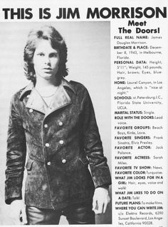 an advertisement for the doors band, this is jm morrison