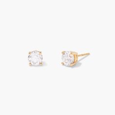 Add a touch of sparkle to your outfit with Audrey Diamond Earrings. These stud earrings feature a dazzling 1 carat lab grown diamond that will catch everyone's eye. Bring on the glitz and glam with this trendy accessory! Available in 14k yellow gold Size: 13/16" Lab Grown Diamond Diamond size: 5mm round diamonds Carat weight: 1.5 Post with screw back SKU: BYED0014 Fine Jewelry Diamond Earrings, Single Round Cut, Dazzling Single Cut Lab-grown Diamond Earrings, Round Lab Grown Diamond Earrings - Fine Jewelry, Everyday 14k Gold Tarnish-resistant Diamond Earrings, Dazzling Diamond Earrings With Single-cut Diamonds, 1 Carat Diamond Earrings, Tennis Jewelry, Glitz And Glam, Trendy Accessories