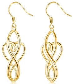 PRICES MAY VARY. Quality: 14K Gold Plated Over Solid Sterling Silver w/ 925 stamp. Size 24x11mm . Tarnish resistant .Comfort Fit Design. Comes with a Eco Friendly Cotton bag. STUNNING DESIGN: If you like to create an impression, then a pair of gorgeous 14K Gold Plated sterling silver earrings for women are just the accessory you need. These beautiful pieces come with a Celtic Knot effect that turns these classic earrings into works of art. Pair them up with a range of outfits for that instant so Gold Earrings For Women, Minimalist Bag, Classic Earrings, Fine Jewellery Earrings, 925 Sterling Silver Earrings, Celtic Knot, Gold Studs, Earrings Silver, Cotton Bag