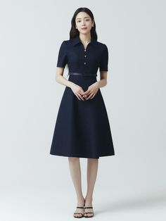 Composition : Shell: Polyester 100% Lining: Polyester 100%Color : DARK NAVY_5(55),IVORY_5(55),DARK NAVY_6(66),IVORY_6(66)Country of Origin : China Navy A-line Dress For Formal Occasions, Navy A-line Midi Dress For Party, Chic Navy Midi Dress For Office, Chic Navy Midi Dress For Work, Elegant Navy Office Dress, Elegant Navy Dress For Office, Chic Navy A-line Dress, Classic Navy Dress For Workwear, Navy Short Sleeve Midi Dress For Party