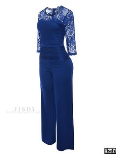 Fisdy - Premium Lace Jumpsuit with Micro Flare High Waist and Long Pants Jumpsuit Lace, Women's Jumpsuit, Color Crew, Slack Pants, Lace Jumpsuit, Jumpsuit Online, Long Trousers, Dress Slacks, Pant Length