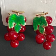 Grape Statement Earrings Post For Pierced Ears New Boutique Item Never Worn Please See Photos For More Details Bundle Two Or More Items From My Closet To Save 30% And Save On Shipping. Red Vintage Jewelry For Summer, Retro Red Earrings For Summer, Retro Red Summer Jewelry, Pierced Ears, My Closet, Lady In Red, Ear Piercings, Post Earrings, See Photo