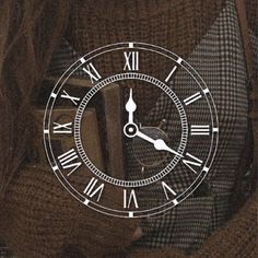 a clock with roman numerals is shown in the middle of an image that appears to have been altered