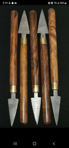 four different types of knifes are shown in this screenshote photo, with the same