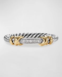 David Yurman Petite Helena Wrap Ring with Diamonds and 18K Gold in Silver, 44mm | Neiman Marcus Mixed Metal Rings, Statement Accessories, David Yurman Jewelry, Wrap Ring, Diamond Carat, Christmas 2024, Wrap Rings