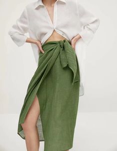 Lasaky - Single-Slit Design Midi Skirt Maxi Dresses Fall, Work Skirts, Split Skirt, Sophisticated Dress, Mid Length Skirts, Asymmetrical Skirt, Linen Skirt, Skirts Online, Type Of Pants