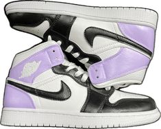 Air Jordan 1 Mid Purple, Jordan 1 Mid Purple, Nike Air Jordan 1 Mid, Custom Nike, Custom Nikes, Nike Air Jordan 1, Air Jordan 1 Mid, Hand Painting Art, Shoes Brand