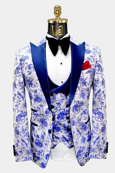 Ballroom Extravaganza, Floral Tuxedo, Tuxedo Prom, Blue Tuxedo, Prom Tuxedo, Wicked Musical, Blue Tuxedos, Classy Suits, Red Pocket