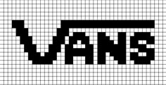 A pixel art template of the logo Vans, off the wall (shoes). Pixel Art Logo, Templat Kotak, 8 Bit Art, Art Sketches Doodles