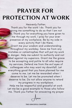 a prayer for protection at work with tulips