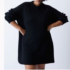 H&M Black Sweater Dress, Size Small, New With Tags, Never Worn In Great Condition Black Fitted Crew Neck Sweater Dress, Black Fitted Sweater Dress With Crew Neck, Solid Mini Dress For Fall Daywear, Mini Dress For Daywear In Fall, Fall Mini Dress For Daywear, Black Crew Neck Mini Dress For Fall, Black Dress For Daywear In Fall, H&m Fall Daywear Dress, H&m Dress For Daywear In Fall