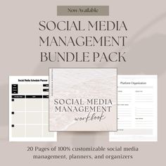 the social media management bundle includes 20 pages, 10 customizable social media workflows and more