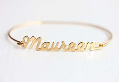 Vintage Name Bracelet - Maureen Vintage Gold Bangle Bracelet Gift, Vintage Gold Personalized Bracelets, Vintage Personalized Gold Charm Bracelet, Personalized Vintage Gold Charm Bracelet, Personalized Vintage Gold Bracelets, Vintage Personalized Bracelets For Gifts, Vintage Jubilee Bangle As Gift, Personalized Vintage Bracelet Jewelry, Name Bracelet Gold