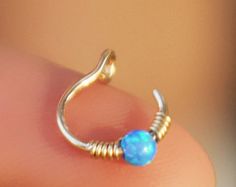 FAKE NOSE RING, Nose Ring, Faux Nose Ring, Body Jewelry, Fake Piercing, Gold Filled Nose Ring, Dark Blue Opal #noserings #noseringswag #noseringchain #noseringgang #noseringlookslikesnot #noseringlove  #jeweleryeurope #jewelerydesign #jewelerydesigner #jeweleryaddict #jewelerybox #jeweleryfashion #jewelerystore #jeweleryoftheday #jeweleryart #jewelerylover Belly Button Piercing Double, Faux Nose Ring, Cartilage Ring, Modern Jewellery Design, Silver Nose Ring