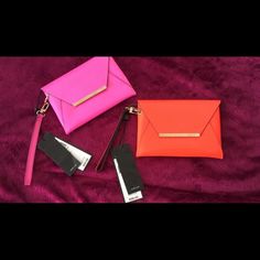 Selling Bcbg Max Azria Wristlets Chic Evening Wristlet With Wrist Strap, Chic Evening Wristlet, Party Wristlet With Wrist Strap, Bcbg Max Azria, Max Azria, Orange Pink, Pink Orange, Wristlets, Color Orange