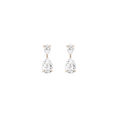 two stone drop earrings in yellow gold and white topazte, set with diamonds