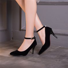 Gender: For Women Style: Fashion,KoreanOccasion: Casual,Party/Club,Office/Career,DressHeel Height: 8cmPlatform Height: 1cmSeason: Spring,Summer,Fall/Autumn,WinterPackage Contents: 1 x Shoes (Pair)Size Guide:28 = foot length 18.5-19cm (Foot width=6.5-7cm)29 = foot length 19-19.5cm (Foot width=7cm)30 = foot length 19.5-20cm (Foot width=7-7.5cm)31 = foot length 20-20.5cm (Foot width=7.5cm)32 = foot length 20.5-21cm (Foot width=7.5-8cm)33 = foot length 21-21.5cm (Foot width=8cm)34 = foot length 21.5 Fitted Round Toe Kitten Heels, Red Round Toe Kitten Heels For Party, Kitten Heels With 4-inch Heel And Round Toe, Fitted Ankle-high Heels With Heel Strap, Ankle-high Heels With Heel Strap, Ankle-high Heels With 4-inch Heel, Ankle Strap Heels For Office, Red Kitten Heels, Velvet High Heels