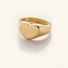 Heart Signet Ring - Nominal Classic Everyday Heart Ring For Valentine's Day, Classic Gold Heart Ring For Everyday, Classic Heart Shaped Rings For Everyday, Classic Heart-shaped Rings For Everyday, Simple Gold Heart Ring For Valentine's Day, Everyday Open Heart Rings With Heart Charm, Minimalist Rings For Everyday And Valentine's Day, Minimalist Everyday Rings For Valentine's Day, Minimalist Heart Charm Ring For Everyday Wear