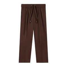 Cut from lightweight, soft linen. Elasticized waist linked to drawstrings with varnished wood stoppers. Sewn pleat. Functional button-fly. Zippered side pocket. Versatile, relaxed pants. Guaranteed to make you feel breezy even under the most solemn, pants-required circumstances. Brown Linen Pants With Relaxed Fit, Brown Linen Relaxed Fit Pants, Brown Relaxed Fit Linen Pants, Classic Brown Linen Bottoms, Classic Brown Linen Pants, Brown Linen Workwear Bottoms, Brown Linen Bottoms For Work, Brown Linen Pants For Work, Brown Linen Pants For Workwear