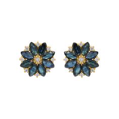 Daisy Flower Stud Earrings, Natural Blue Sapphire & Diamond Stud, 18k Gold Floral Cluster Earring, Small Stud, Valentine Day Gifts  ✦ ✦ GEMSTONE DETAILS✦ ✦  ✦ Gemstone : Blue Sapphire & Diamond ✦ Gemstone Type : Natural ✦ Gemstone Shape : Marquise, Round ✦ Gemstone Color : Blue, White ✦ Gemstone Cut : Faceted ✦ Gemstone Grade : Excellent  ✦ ✦ METAL DETAILS✦ ✦  ✦ Metal : 18K White Gold ✦ Earring Size : 15x15mm ✦ Gross Weight : 6.53 Gram  ✦ Setting : Prong Setting ✦ Earring Box : Yes ✦ ✦ CUSTOMISATION DETAILS✦ ✦  We can customize any piece of fine jewelry. You can simply message us on Etsy or drop a text at +91-7357229656 (WhatsApp/I Message) to let us know about all the customization you want. Customization can include : ✦ The Gemstone: This Earring can be made in Emerald, Ethiopian Opal, R Blue Flower Shaped Earrings For Formal Occasions, Blue Flower-shaped Formal Earrings, Blue Formal Flower-shaped Earrings, Formal Blue Flower-shaped Earrings, Cluster Earring, Studs Diamond, Blue Sapphire Studs, Sapphire Studs, Earring Box