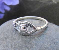 Sterling Silver Evil Eye Ring Womens Evil Eye Silver Jewelry - Etsy Silver Spiritual Midi Rings For Anniversary, Symbolic Silver Hypoallergenic Rings, Silver Symbolic Midi Rings For Wedding, Silver Symbolic Midi Rings, Symbolic Silver Sterling Midi Rings, Symbolic Silver Midi Rings In Sterling Silver, Silver Symbolic Midi Rings In Sterling Silver, Spiritual Sterling Silver Stackable Rings In Silver, Spiritual Nickel-free Silver Stackable Rings