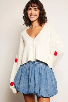 Rose Sleeve Cardigan – 9Teen Boutique Rose Sleeve, Rose Embroidery, Sleeve Cardigan, Summer Collection, Fashion Games, White And Black