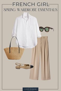 10 Chic French Wardrobe Staples For Spring | LaVieOnGrand Classic French Summer Style, Outfits For Summer 2024, Spring Business Casual Outfits For Women, Spring Chic Outfits, Spring Outfits Work, Spring Outfits For Work, French Fashion Style, French Summer Style, French Street Style