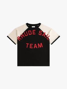 OIL CORP RAGLAN TEE – R H U D E 90s Sport, Swimwear Dress, Ringer Tee, Team Jersey, Raglan Shirts, Raglan Tee, Mens Tee Shirts, Cute Everyday Outfits, Basic Tee