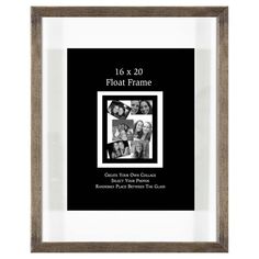 a black and white photo frame with the words, 8 x 11 floatt frame