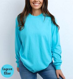 Blank Comfort Color Long Sleeve Shirt Unisex Long Sleeve Top Wholesale Clothing Blank Shirt Long Tshirt Women Long Sleeve Men Tee Long Shirt ✨ PRODUCT DESCRIPTION ✨ ∘ ∘ For an Oversized look, consider sizing up 1-2 above your normal size. ∘ ∘ UNISEX TSHIRT ∘ Relaxed fit ∘ Medium fabric ∘ 100% Preshrunk Cotton ∘ Garment-dyed fabric ∘ Double-needle topstitch seams for long-lasting ∘ ∘ Design colors may differ slightly from the final printed item due to the printing process and monitor calibration. ∘ ∘  📏 SIZE 📏 ∘ Adult Unisex sizing. We have a size chart on our listing photos ↑. ⏱️ SHIPPING & PRODUCTION TIME ⏱️ ∘ Please allow 1-5 business days for processing time. ∘ Shipping time is 3-5 business days. ✨ CARE INSTRUCTIONS ✨ ∘ Inside out, wash cold with a delicate cycle ∘ Hang Dry ∘ Do not u Green Relaxed Fit Long Sleeve Shirt, Green Long Sleeve Shirt With Relaxed Fit, Basic Green Crew Neck Top, Green Crew Neck Basic Tops, Green Basic Crew Neck Tops, Green Crew Neck Plain Shirt, Solid Color Long Sleeve Plain T-shirt, Pre-shrunk Long Sleeve Relaxed Fit T-shirt, Green Pre-shrunk Relaxed Fit Sweatshirt