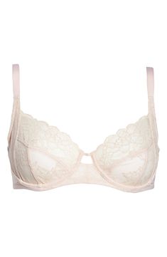 Sheer floral lace creates a gorgeous neckline in this strategically seamed bra that comfortably lifts and supports a full bust. Style Name:Natori Statement Underwire Bra. Style Number: 5845165. Feminine Full Coverage Bra With Lace Trim, Delicate Lace Fitted Bra, Delicate Fitted Lace Bra, Feminine Full Coverage Lace Bra, Feminine Underwire Bra With Lace Closure, Feminine Bra With Lace Closure, Feminine Fitted Bra With Lace Closure, Chic Fitted Bra With Padded Cups, Fitted Feminine Lace Bra