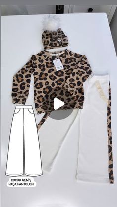 an animal print jacket and pants are shown with the pattern for it's hoodie