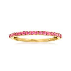 .20 ct. t.w. Pink Tourmaline Ring in 14kt Yellow Gold | Ross-Simons Gold Promise Rings, Pink Tourmaline Ring, Yellow Gold Jewelry, Natural Gold, Perler Beads Designs, Tourmaline Ring, Pink Ring, Yellow Gold Ring, London Blue Topaz