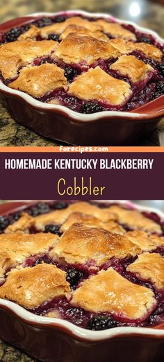 this homemade kentucky blackberry cobbler is made with fresh blueberries and topped with a crumbled crust