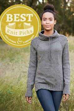 a woman standing in tall grass with the words best of knit picks