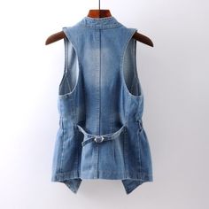 Jeans Waistcoat, Denim Vest Women, Trench Coat Spring, Waistcoat Top, Vest Jeans, Black Denim Vest, Waistcoat Fashion, Womens Denim Vest, Slim Cardigan