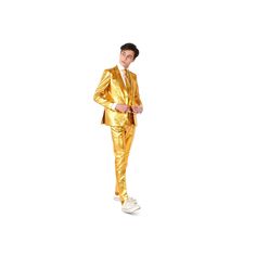 He'll be sure to stand out in this boys' metallic gold 3-piece suit from OppoSuits. He'll be sure to stand out in this boys' metallic gold 3-piece suit from OppoSuits. 3-piece set includes: jacket, pants, & tie Jacket: collared, 2 pockets, 2 buttons Pants: hook & zipper closure Metallic finishFABRIC & CARE Polyester Machine wash Imported Size: 12. Gender: male. Age Group: kids. Pattern: Solid. Gold Sets For Party Season, Fitted Gold Suit For Holiday, Festive Fitted Gold Suits, Festive Gold Blazer For Party, Fitted Gold Sets For Costume Party, Shoes Guide, Button Pants, Party Suits, Kids Pattern