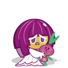 a cartoon character holding a flower in her hand