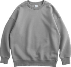 Gray Long Sleeve Plain Sweatshirt, Gray Crew Neck Fleece Sweater, Gray Relaxed Fit Fleece Sweater, Gray Fleece Crew Sweater, Oversized Gray Cotton Sweater, Basic Gray Fleece Tops, Comfortable Gray Long Sleeve Sweatshirt, Comfortable Long Sleeve Gray Sweatshirt, Gray Cotton Drop Shoulder Sweatshirt