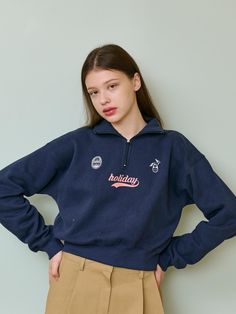 Composition : COTTON 100%Color : NAVY_FREECountry of Origin : KOREA Navy Half-zip Casual Sweatshirt, Casual Navy Half-zip Sweatshirt, Navy Half-zip Sweatshirt For Fall, Christmas Bazar, Zip Ups, Composition, Top Outfits, Navy, The Originals