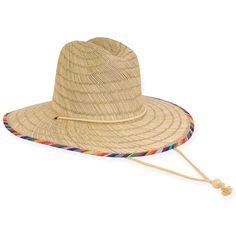 Lifeguard Hat with Multicolor Underbrim for Small Heads - Sunny Dayz™ Petite Hats Lifeguard Hat Sun N Sand Hats HK399 Natural Small (54 cm) Striped Bucket Sun Hat For Beach, Summer Beach Hat With Stripes, Striped Summer Hats For Vacation, Striped Bucket Hat For Beach, Striped Bucket Hat For The Beach, Summer Vacation Striped Hat, Summer Striped Vacation Hat, Adjustable Striped Straw Hat For Vacation, Striped Brimmed Sun Hat For The Beach