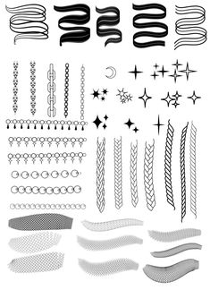 a set of different types of lines and shapes in black and white on a white background