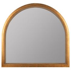 an arched wooden mirror on a white background