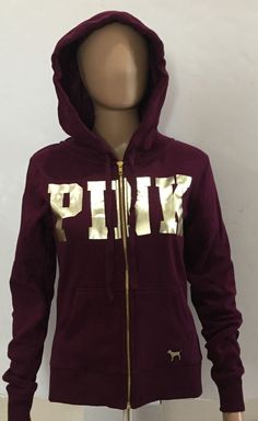 Victoria's Secret Pink Perfect Zip Hoodie Jacket Burgundy  Material: 60%Cotton/40% Polyester  From the Victoria's Secret PINK Collection stripe down the Both arms Pink Logo Front Full zip front closure, side pockets, drawstring hoodieSize: XSColor: Burgundy               Brand New With Tags Victoria’s Secret Pink Outfits, Long Sleeve Hooded Fall Jacket For College, Fall Long Sleeve Hooded Jacket For College, Fall Hooded Jacket With Long Sleeves For College, Victoria's Secret Sporty Long Sleeve Hoodie, Victoria's Secret Long Sleeve Winter Outerwear, Victoria's Secret Winter Outerwear, Victoria's Secret Long-sleeved Winter Outerwear, Pink Hoodie With Pockets For Fall